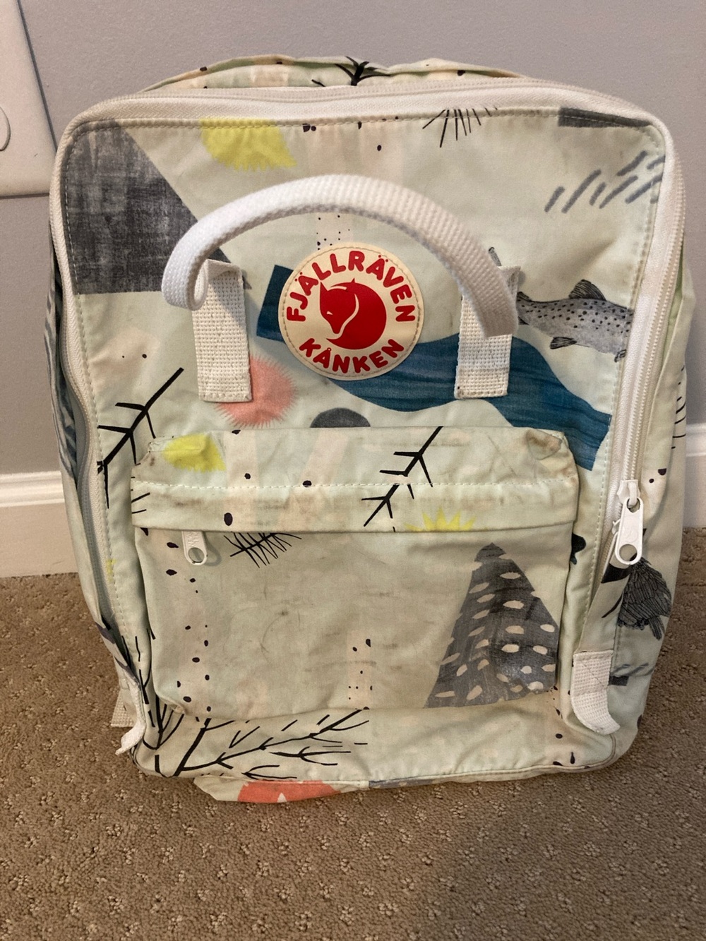 Fjällräven Kånken Printed Mini Backpack - Birch Forest pattern
